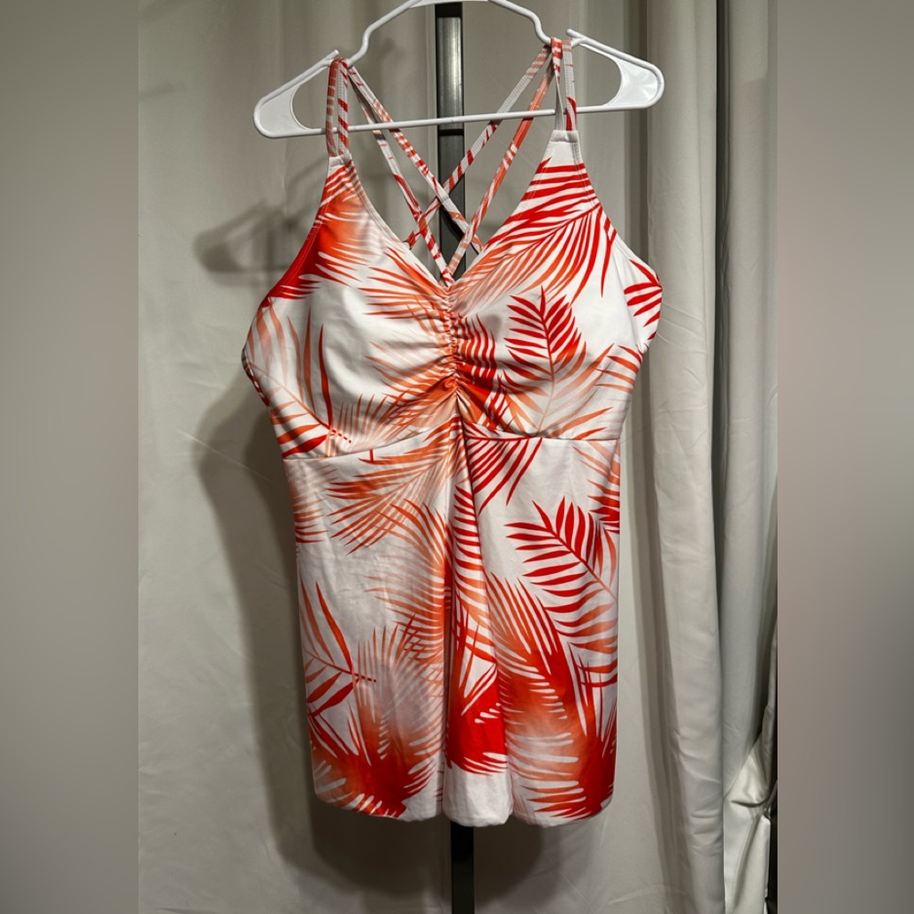 New 2PC Set Tangerine Shelf Bra Tankini Swim Set